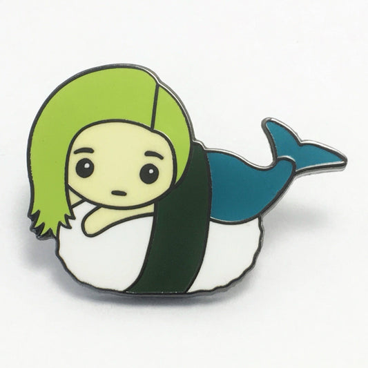 Mermaid Sushi - Green - Cloisonné Hard Enamel Pin 1"