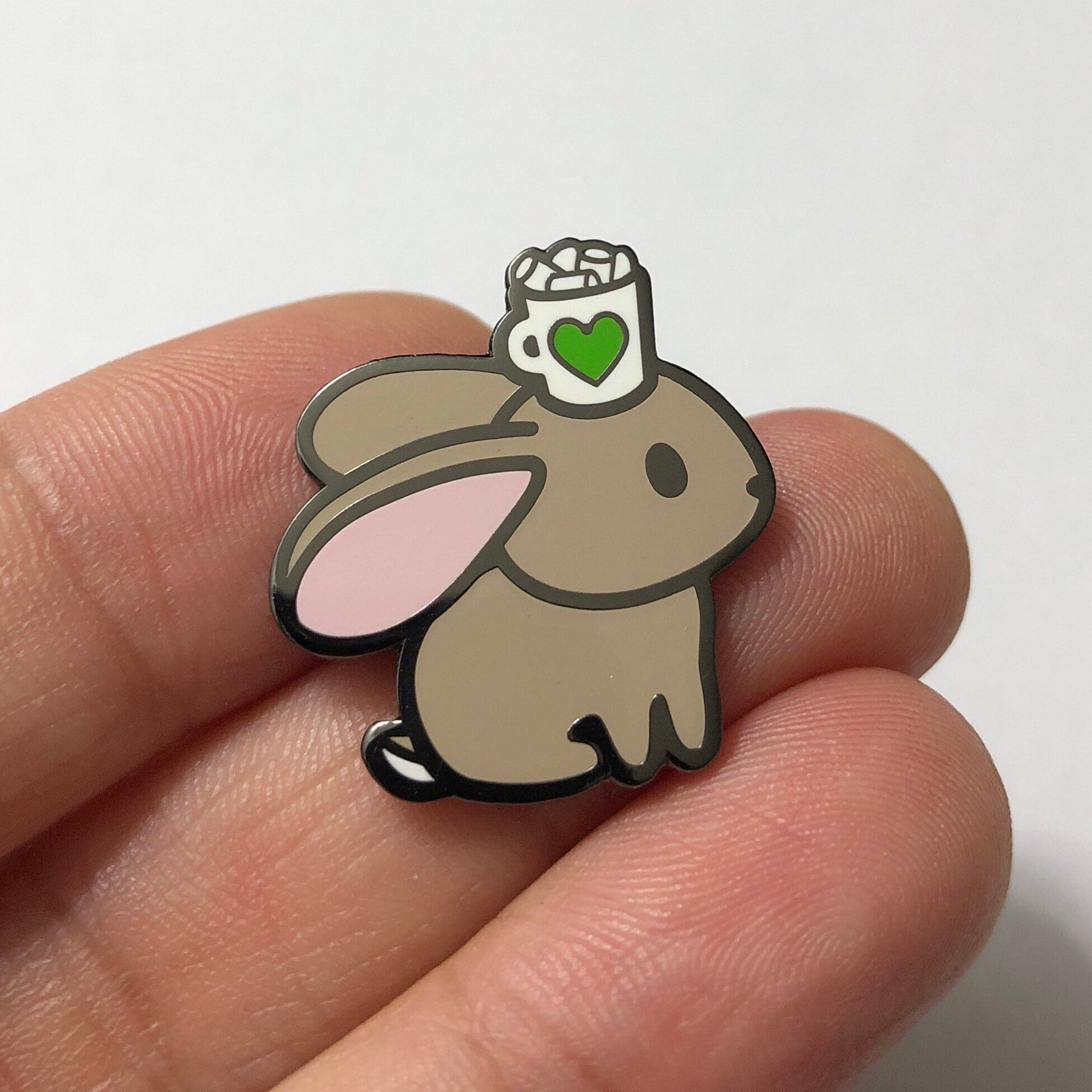 Cocoa Bunny Hard Enamel Pin, bunny pin, cute bunny cartoon, hot chocolate pin