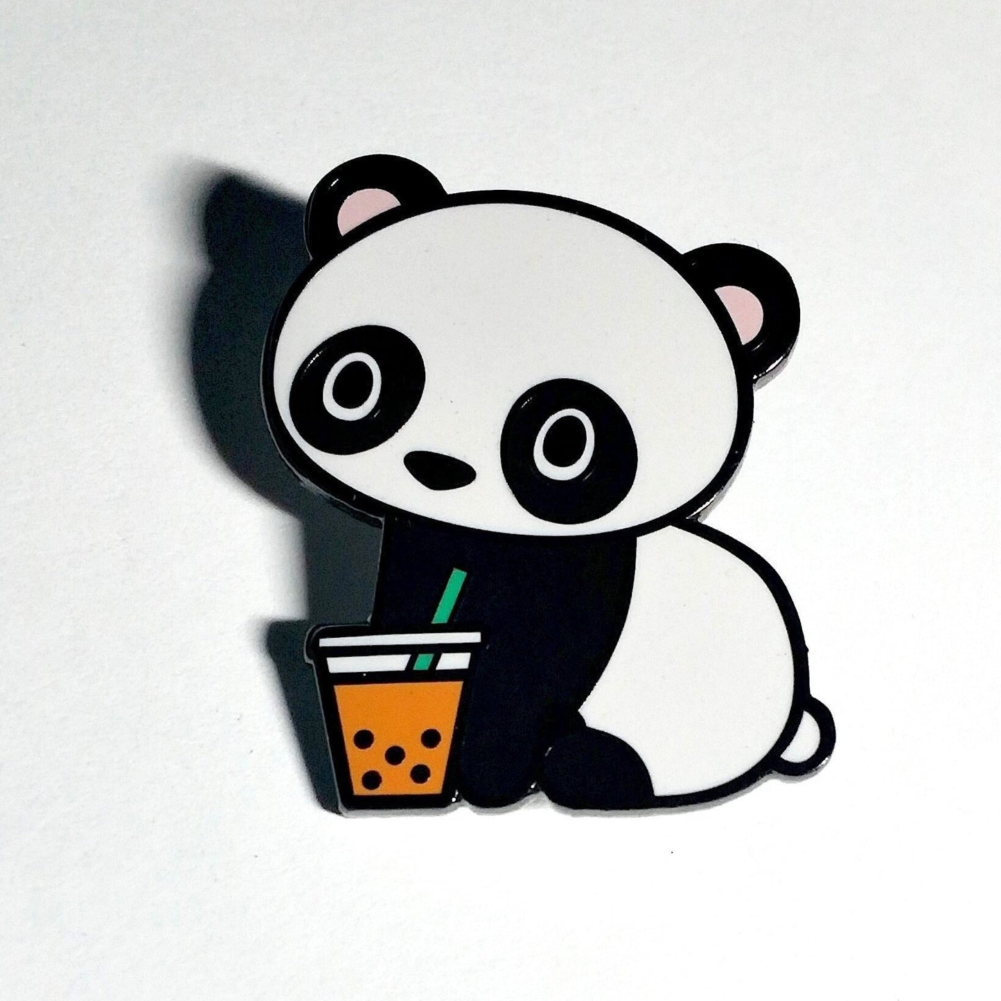 Boba Panda ThaiTea - Hard Enamel Pin, Thai Tea Boba Pin, Thai Tea Enamel Pin, Thai Tea Art Pin, Thai Tea Lover, Boba Tea Gift