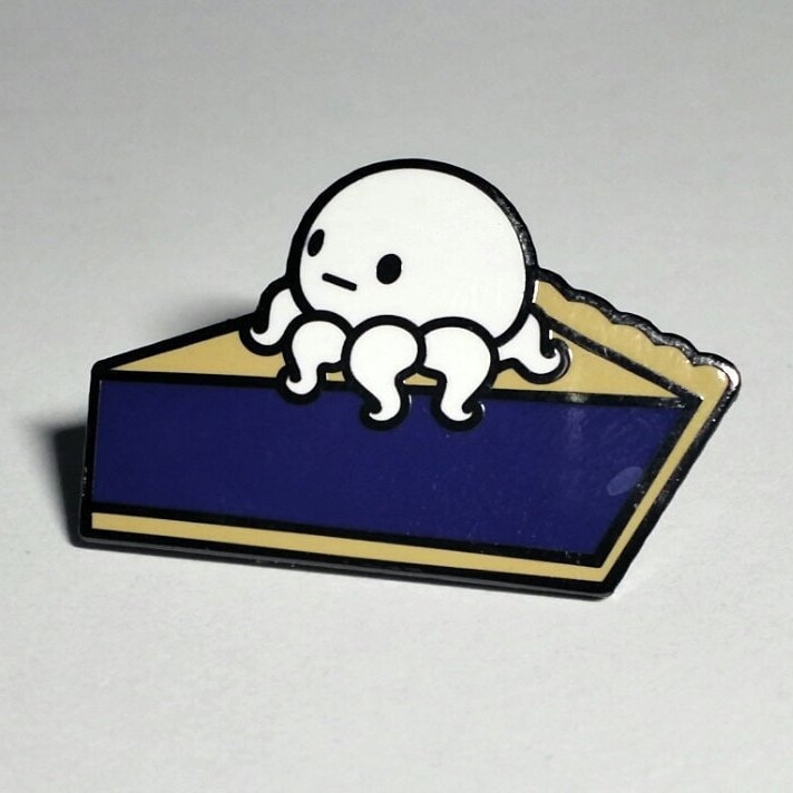 Octopie - Blueberry Hard Enamel Pin, Octopus On A Blueberry Pie Pin, octopus pin
