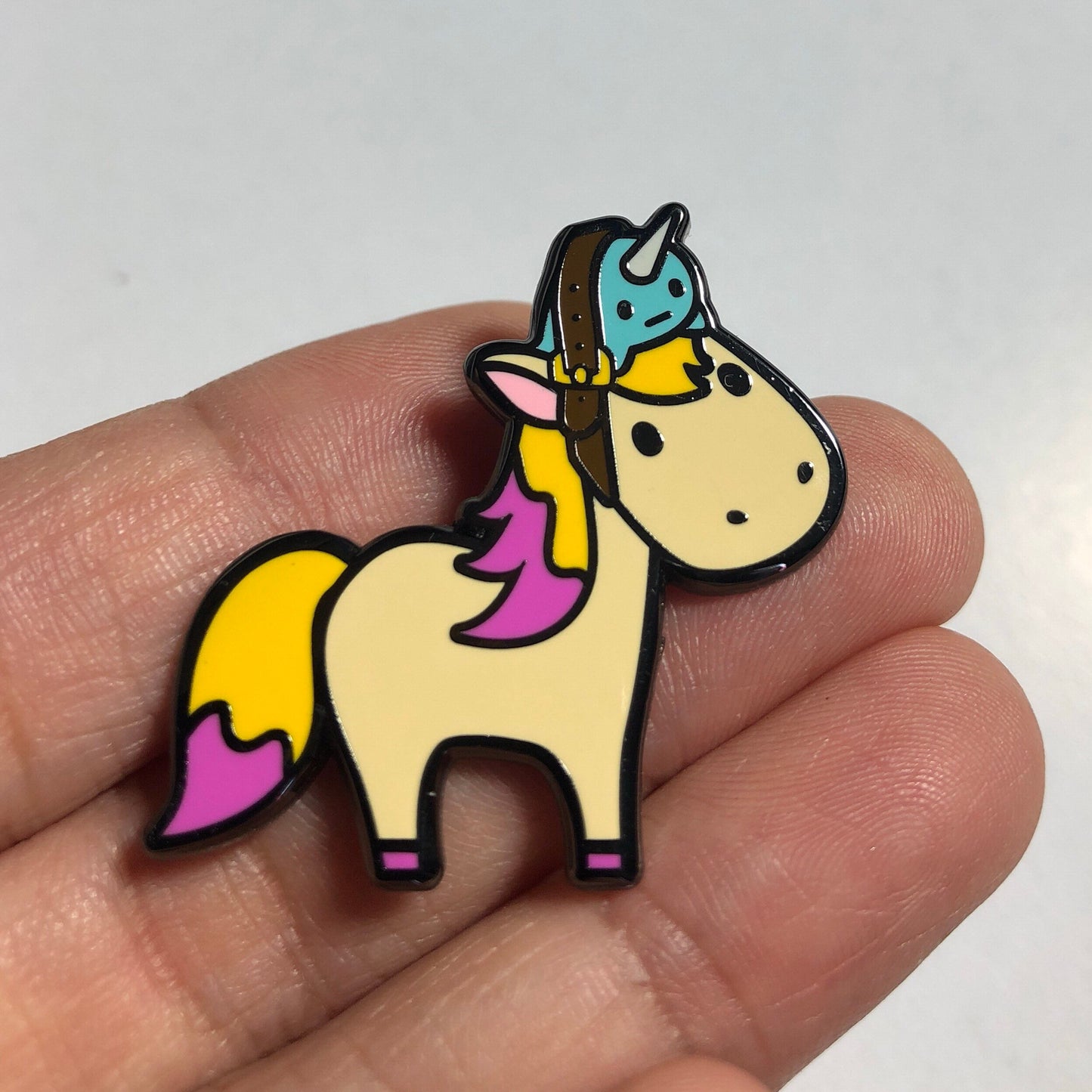 Tan Magical Unicorn - Hard Enamel Pin, Narwhal Unicorn Pin, Narwhal Unicorn Brooch, Narwhal Unicorn Gift