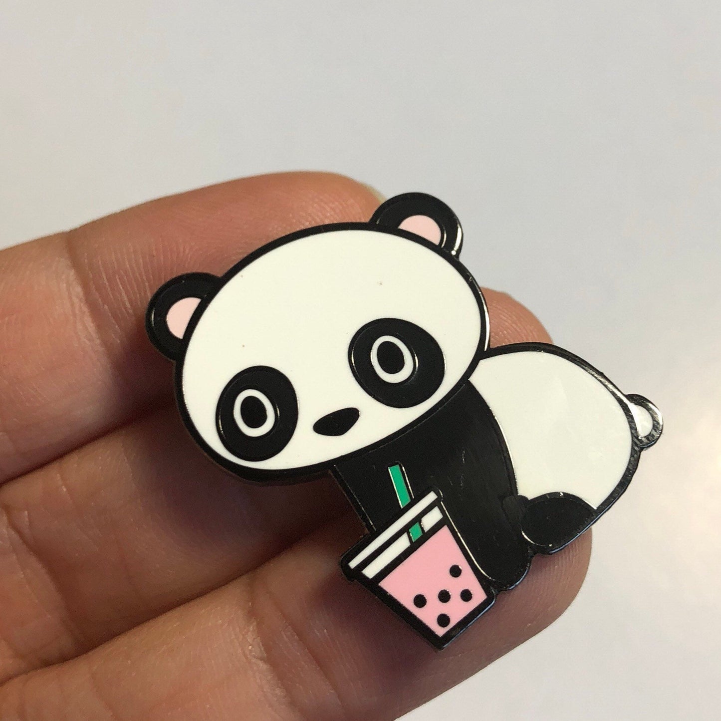 Boba Panda Strawberry - Hard Enamel Pin, Boba Panda Enamel Pin, Panda Strawberry Pin, Panda Lover, Strawberry Lover, Panda Gift