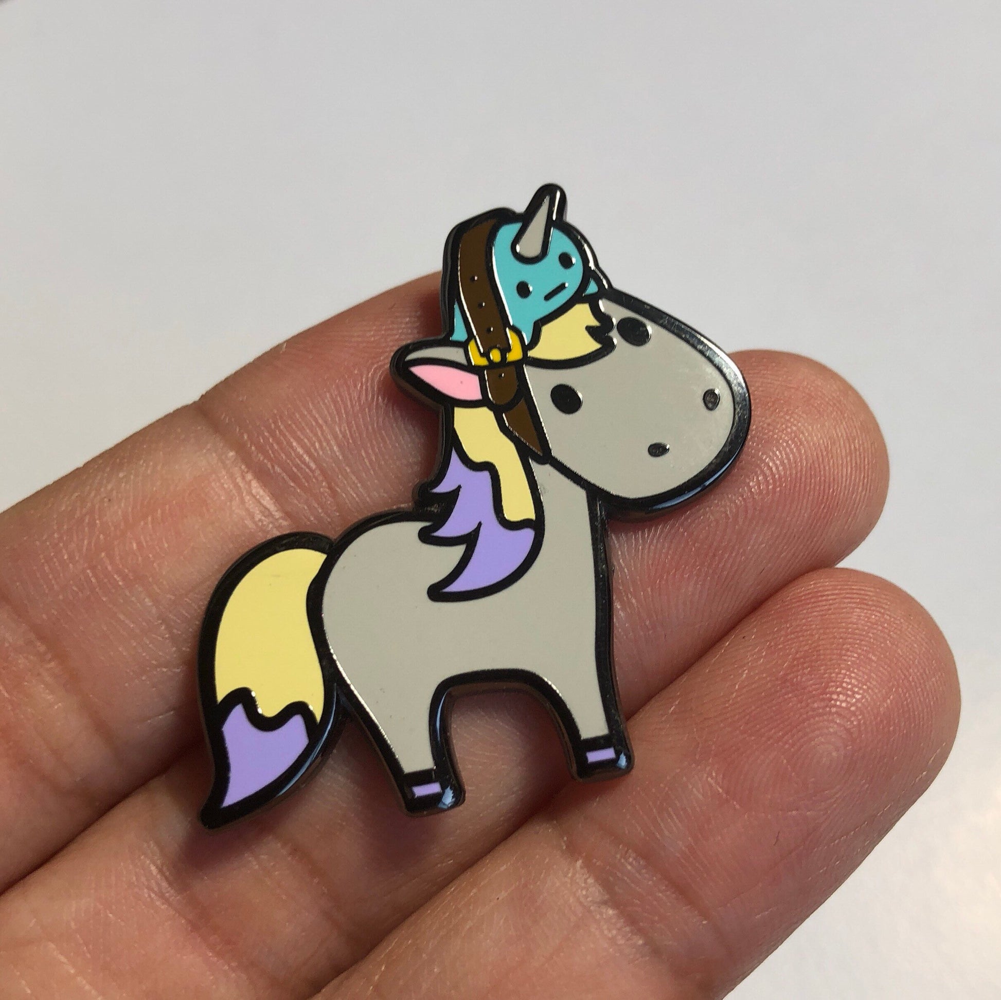 Grey Magical Unicorn - Hard Enamel Pin, Magical Unicorn Brooch, Grey Unicorn Birthday Gift, Unicorn Print Pin