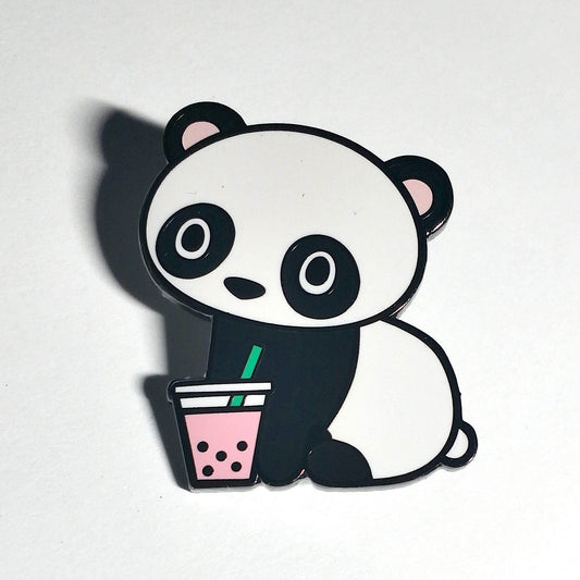 Boba Panda Strawberry - Hard Enamel Pin, Boba Panda Enamel Pin, Panda Strawberry Pin, Panda Lover, Strawberry Lover, Panda Gift
