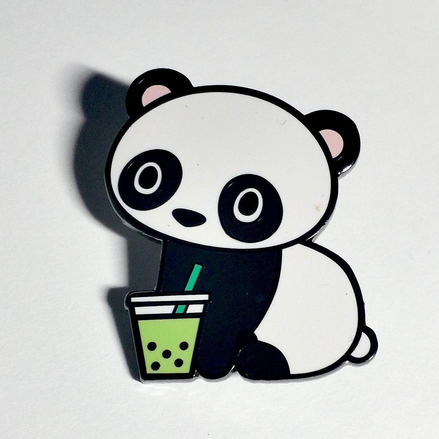 Panda Boba Matcha - Hard Enamel Pin, Panda Pin, Cute Panda Cartoon, Panda Enamel Pin