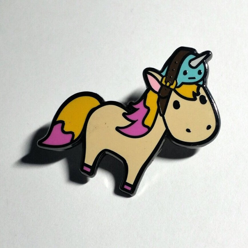 Tan Magical Unicorn - Hard Enamel Pin, Narwhal Unicorn Pin, Narwhal Unicorn Brooch, Narwhal Unicorn Gift