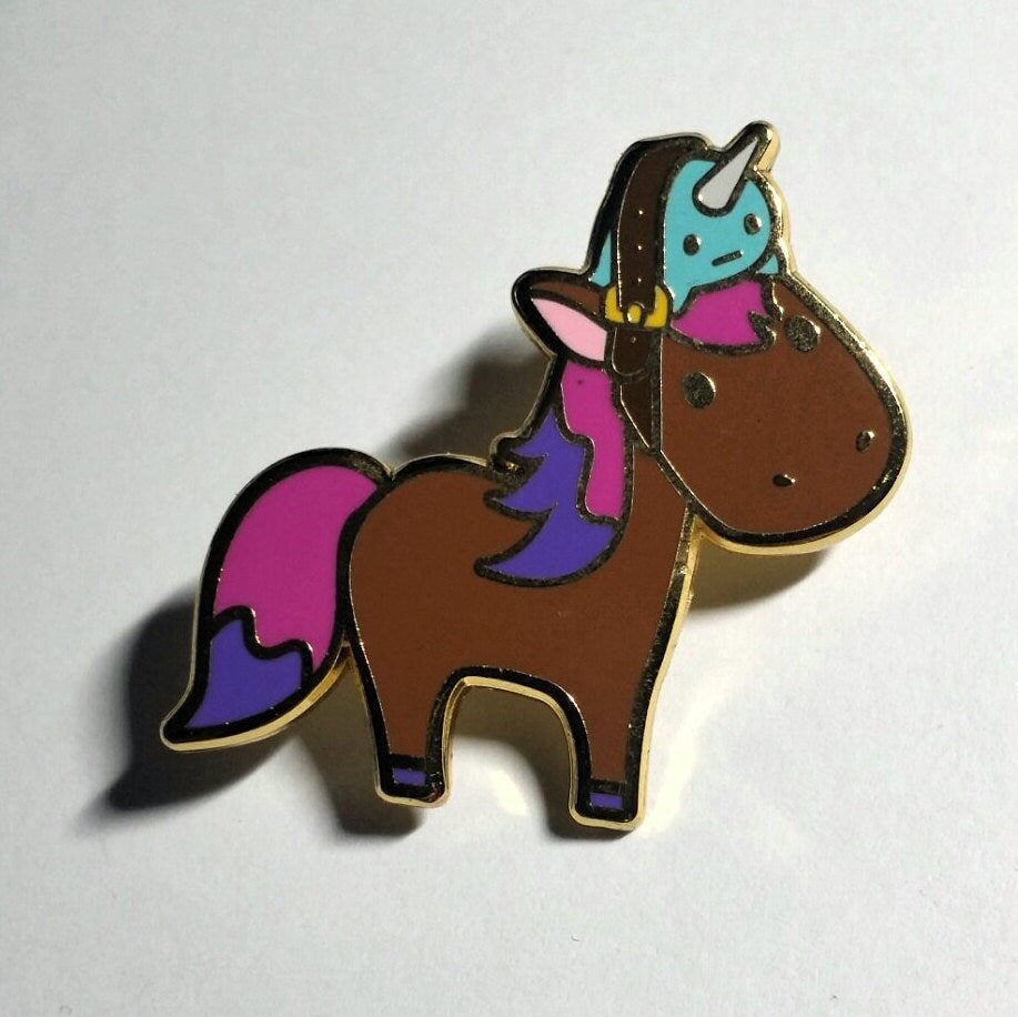 Brown Magical Unicorn - Hard Enamel Pin, Brown Unicorn Enamel Pin