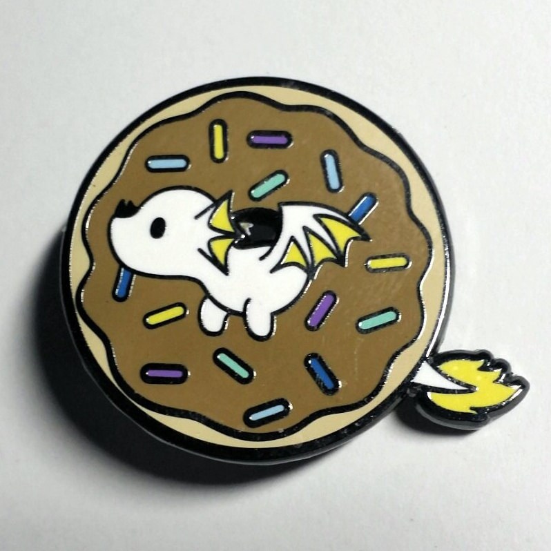 Donut Dragon - Air - Hard Enamel Pin, Donut Dragon Pin, Cute Donut Dragon Art, Cartoon Donut Dragon, Donut Dragon Print Pin