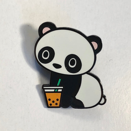 Boba Panda ThaiTea - Hard Enamel Pin, Thai Tea Boba Pin, Thai Tea Enamel Pin, Thai Tea Art Pin, Thai Tea Lover, Boba Tea Gift