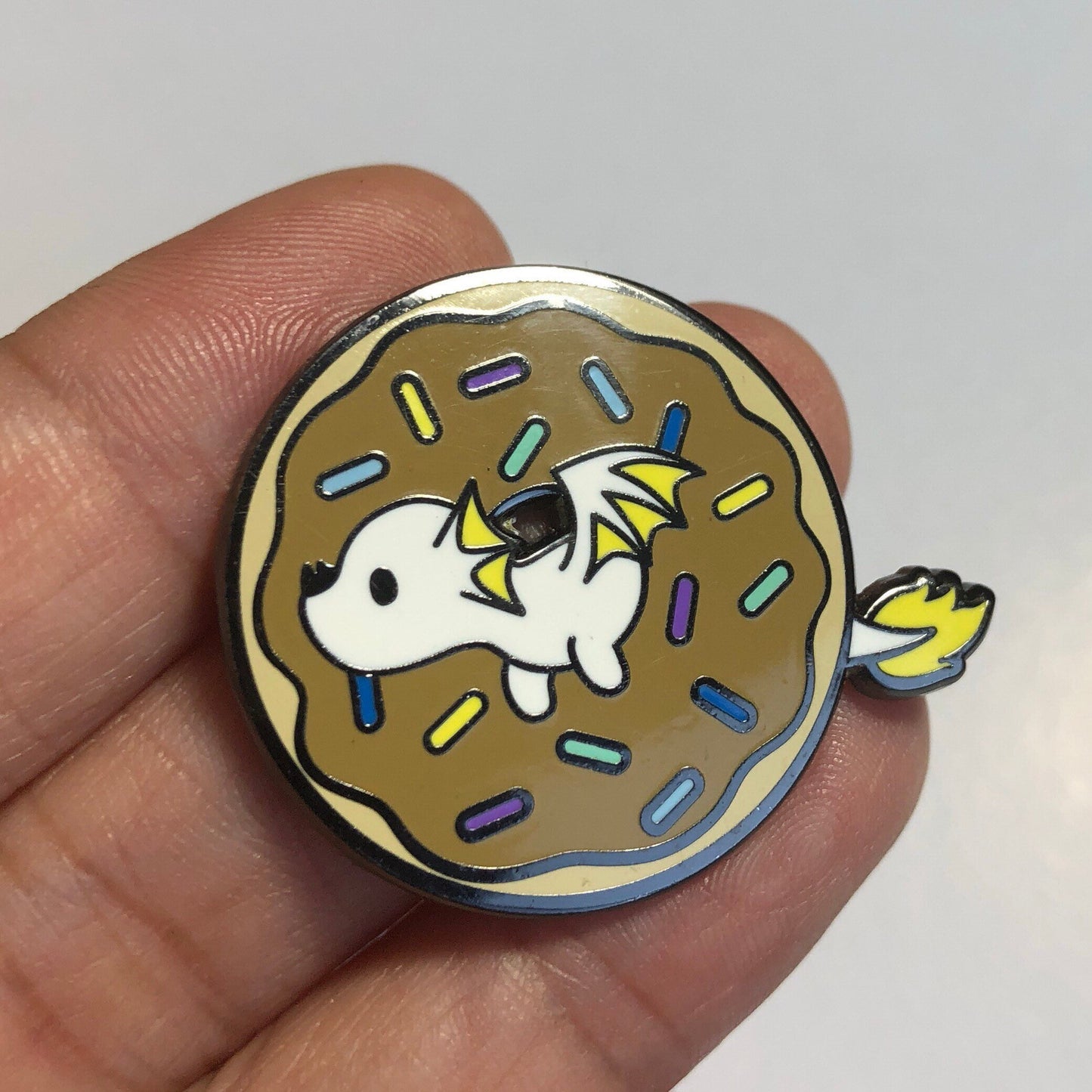 Donut Dragon - Air - Hard Enamel Pin, Donut Dragon Pin, Cute Donut Dragon Art, Cartoon Donut Dragon, Donut Dragon Print Pin