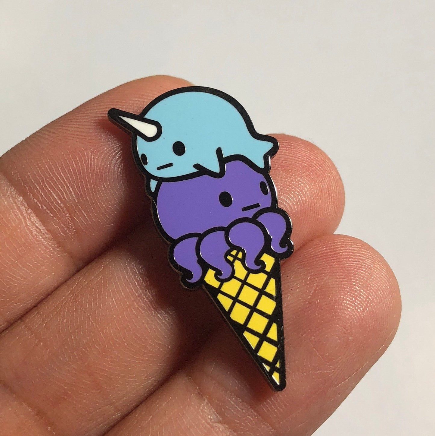 Narwhal Octopus Ice Cream - Blue Purple Enamel Pin, Cute Ice Cream Narwhal Pin, Ice Cream Octopus Pin, Seafood Pin, Seafood Ice Cream Pin