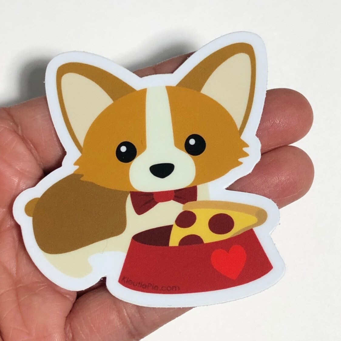 Pupperoni Pizza Corgi Durable Weatherproof Die Cut Matte Vinyl Sticker - car decal, water bottle sticker, laptop sticker