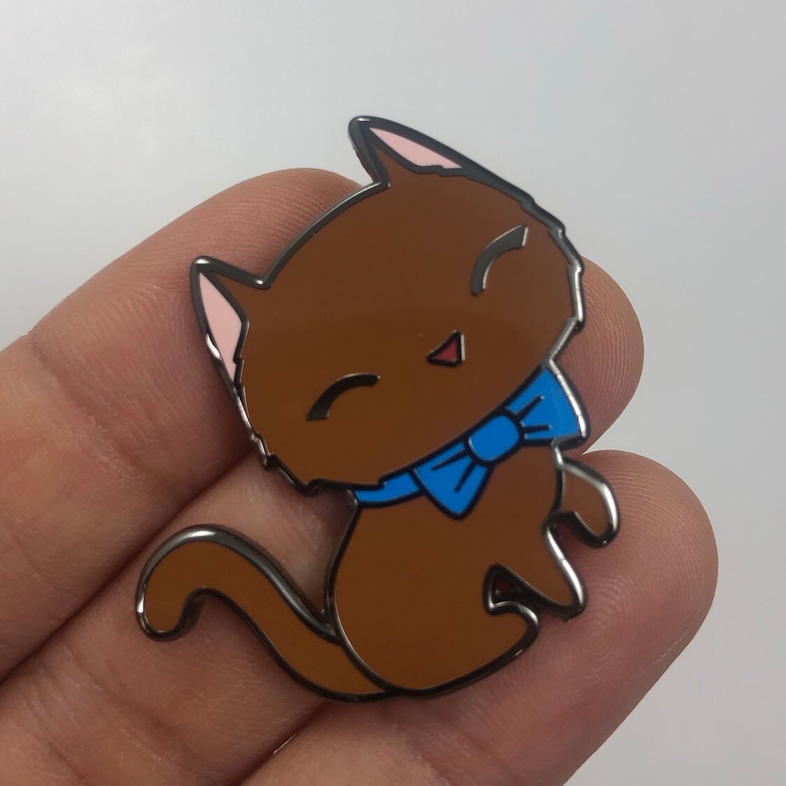 Brown Cat Enamel Pin, Cartoon Cat Pin, happy Cat Pin, Cat Art Pin, Cute Cat Gift