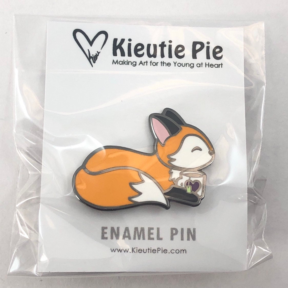 Tea Fox Hard Enamel Pin 1.25", fox pin, tea pin