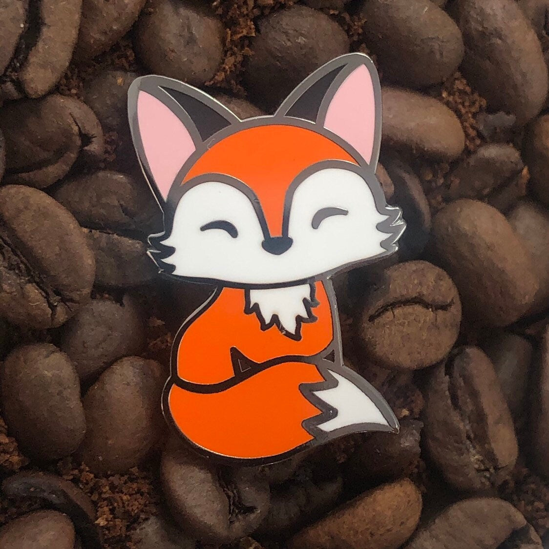 Coffee Fox Hard Enamel Pin 1.25"