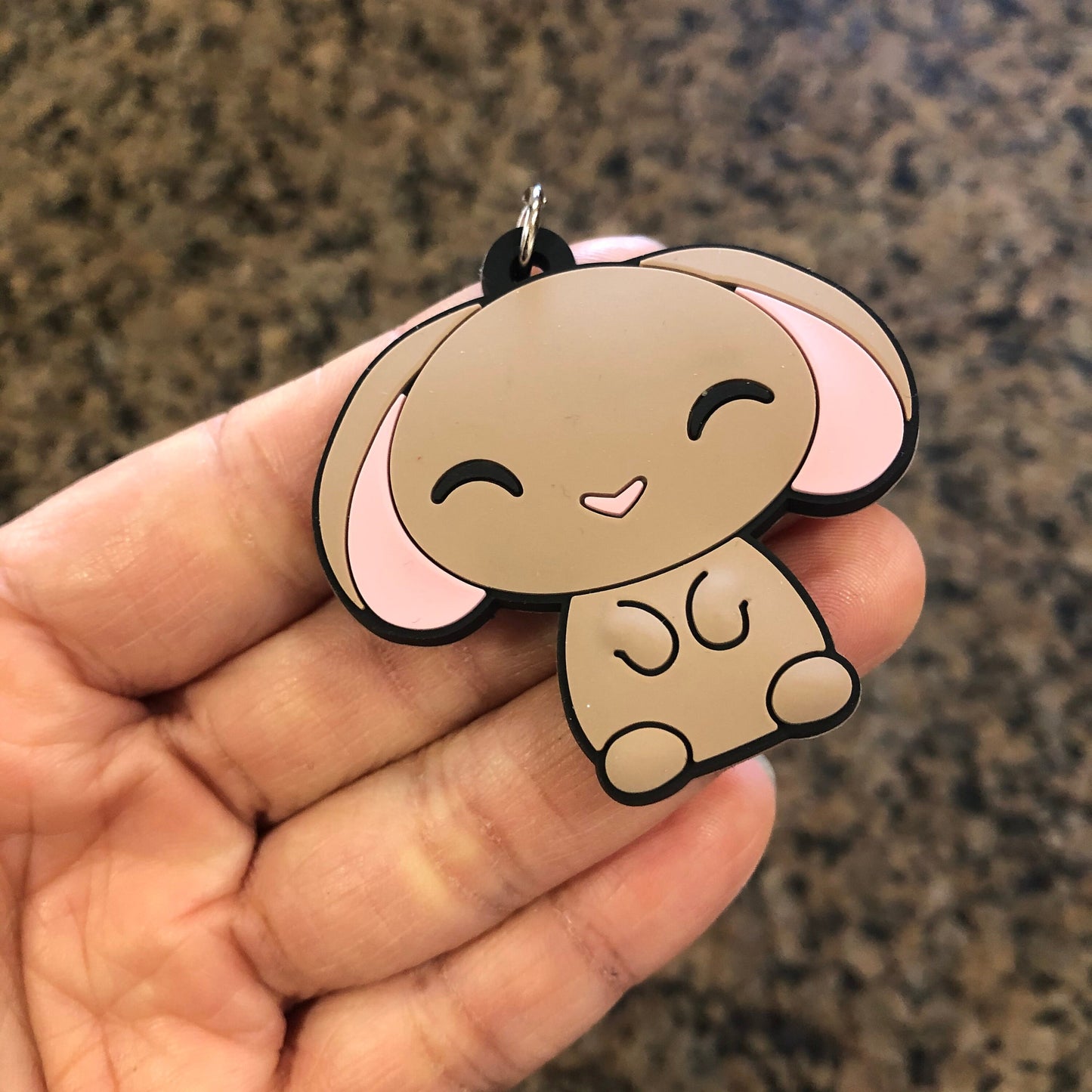 Cocoa Bunny keychain - bunny keychain, cute bunny rabbit, Cartoon bunny charm, brown bunny Gift, chibi bunny keyring