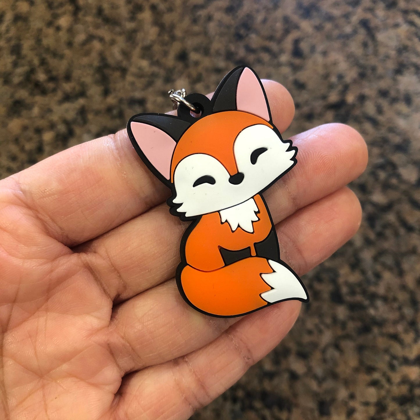 Coffee Fox keychain - fox keychain, cute fox, Cartoon fox charm, fox Gift, chibi fox keyring
