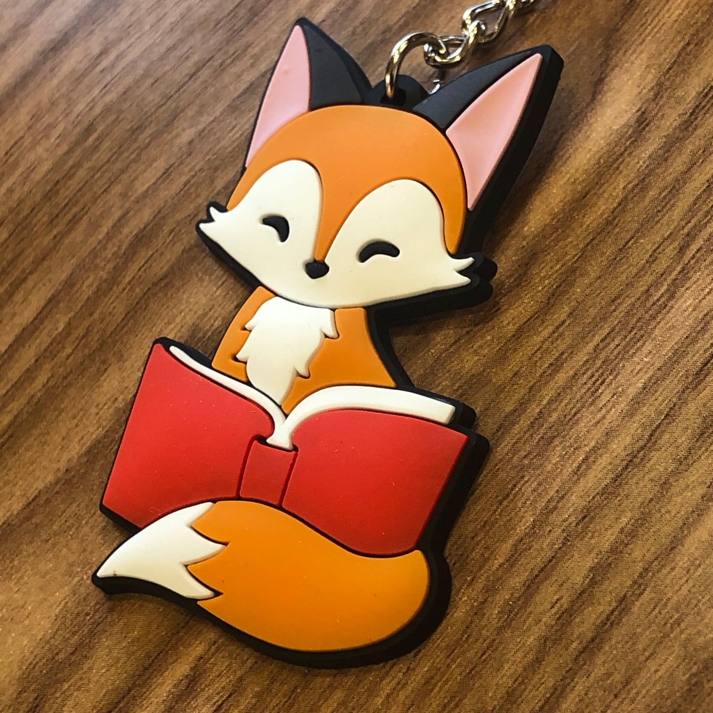 Tea Fox keychain - fox keychain, cute fox, Cartoon fox charm, fox Gift, chibi fox keyring