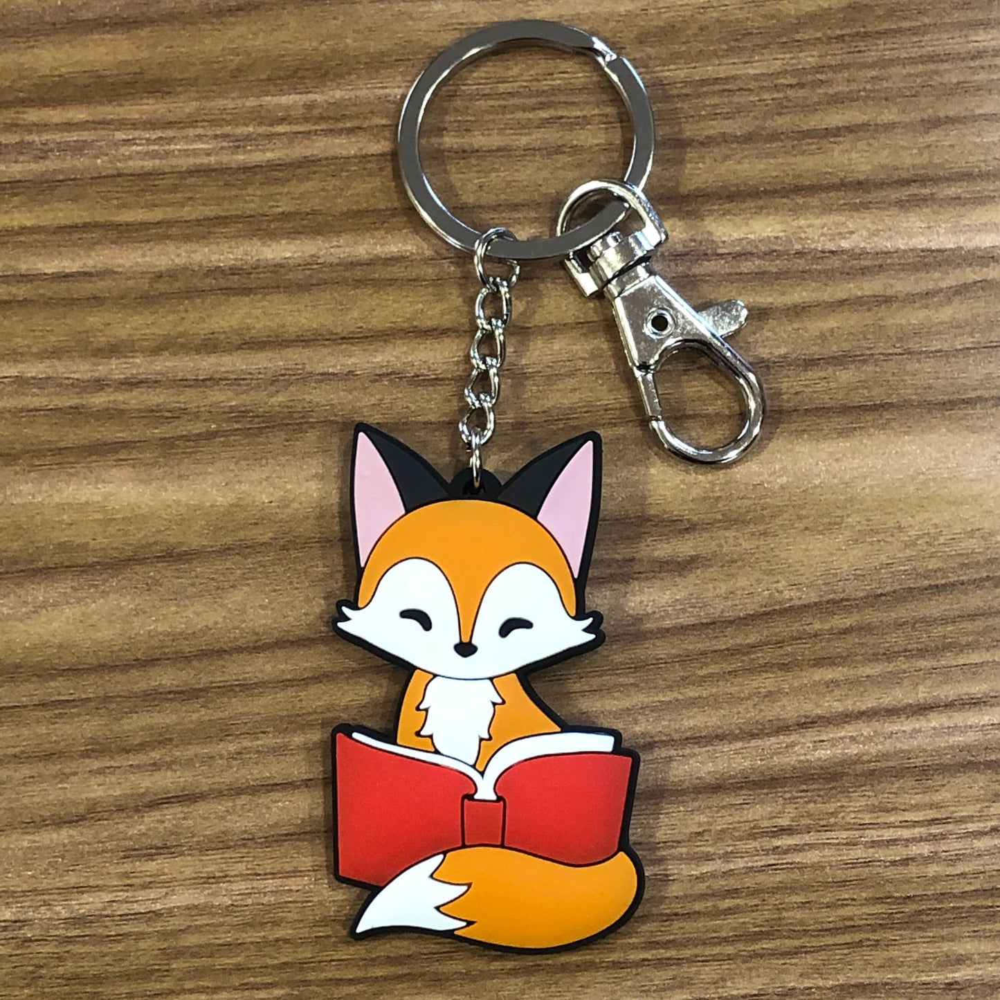 Tea Fox keychain - fox keychain, cute fox, Cartoon fox charm, fox Gift, chibi fox keyring