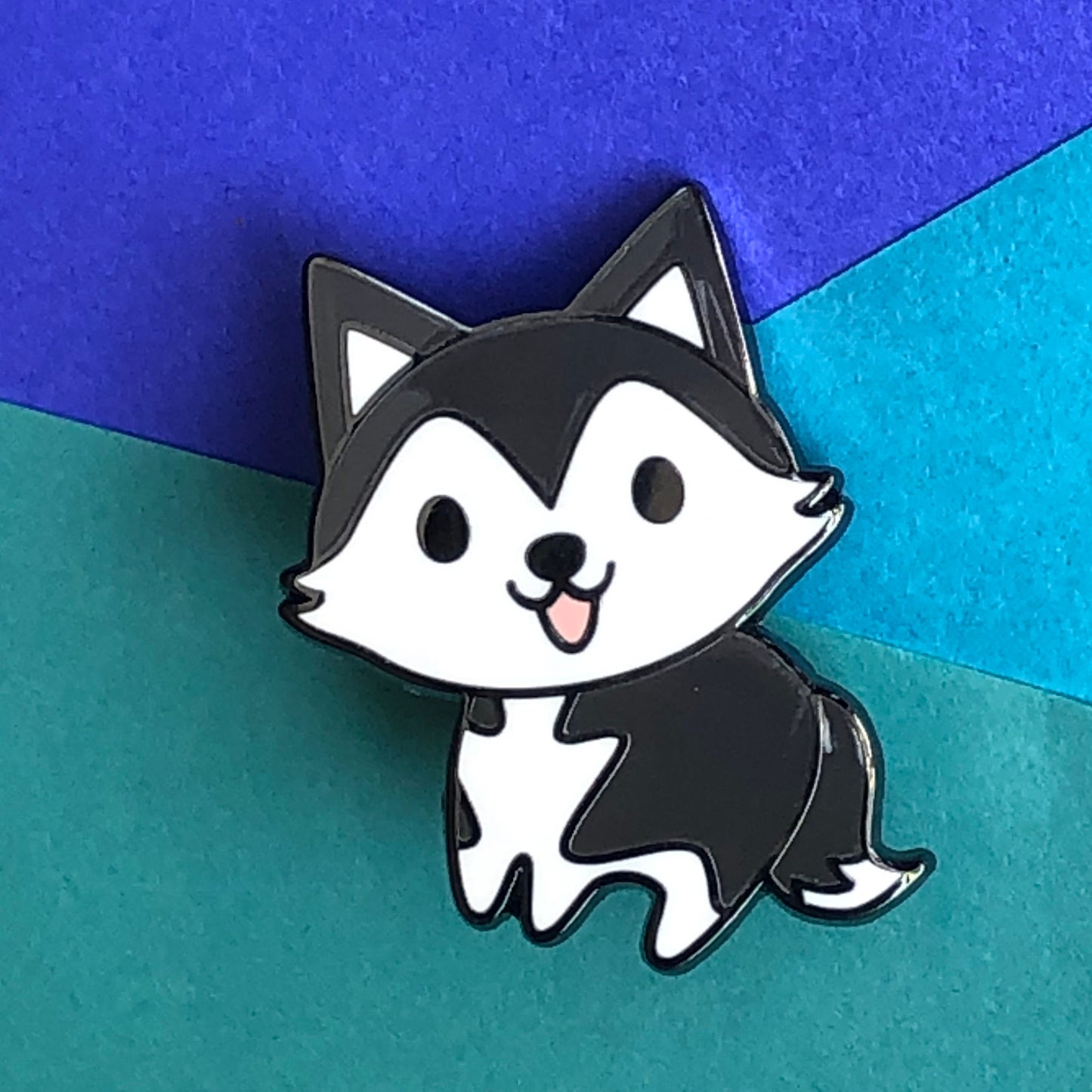 A Little Husky enamel pin, happy husky pin, cute husky pin, chibi husky puppy, happy dog pin