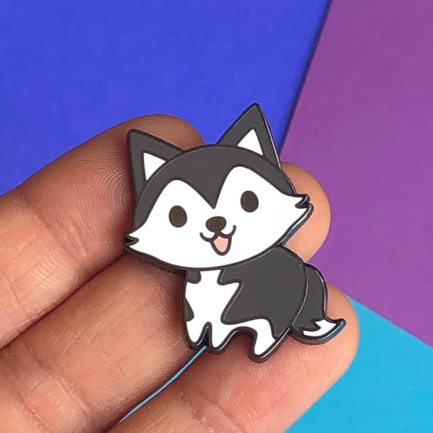 A Little Husky enamel pin, happy husky pin, cute husky pin, chibi husky puppy, happy dog pin