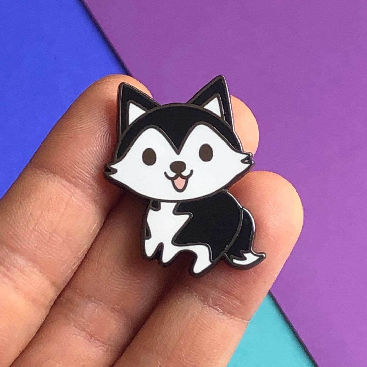 A Little Husky enamel pin, happy husky pin, cute husky pin, chibi husky puppy, happy dog pin
