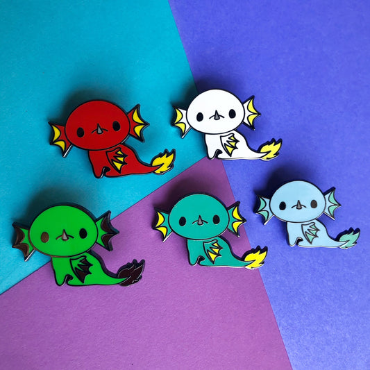 Baby Dragon Pin, donut dragon pin, cute dragon pin, cartoon dragon art, dragon enamel pin