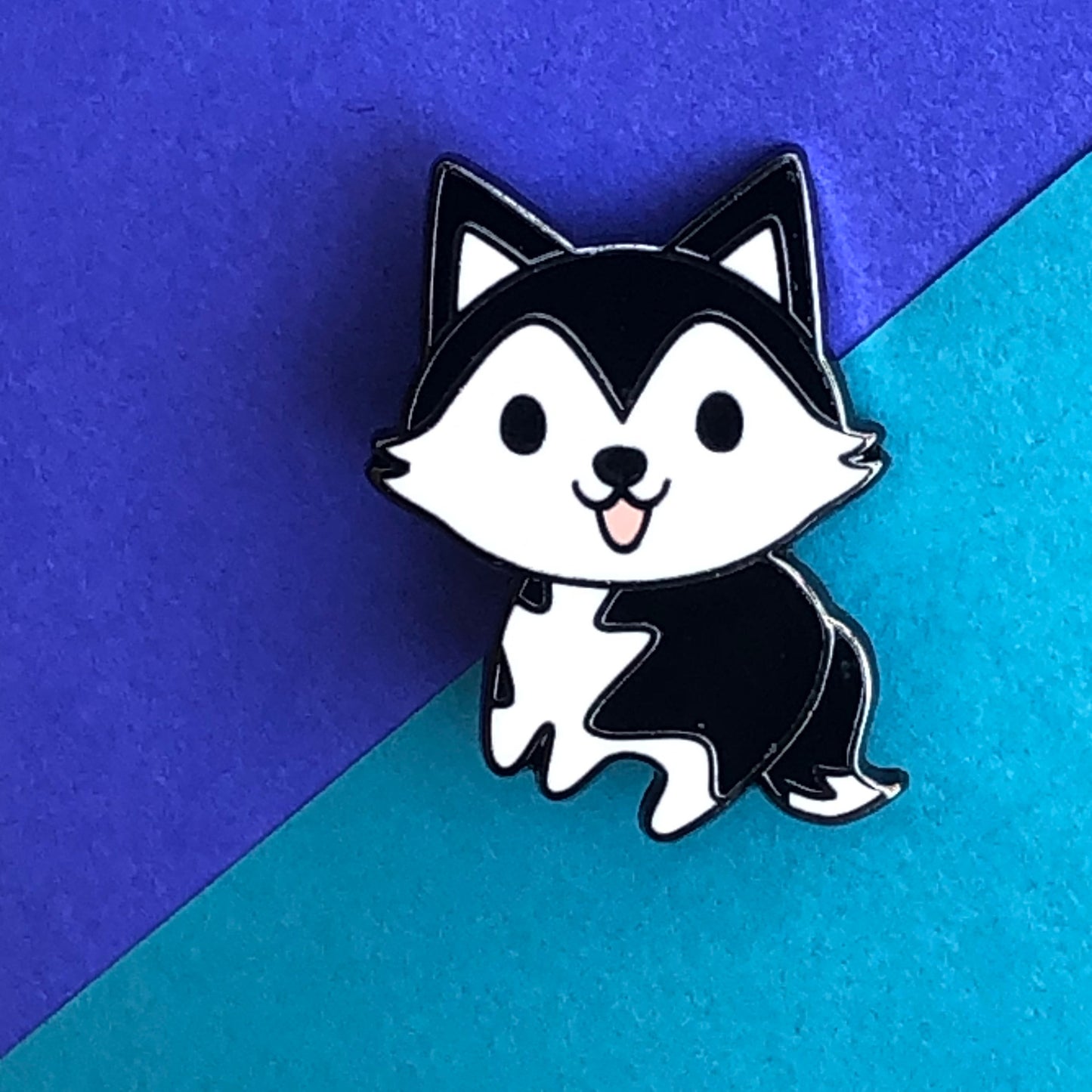 A Little Husky enamel pin, happy husky pin, cute husky pin, chibi husky puppy, happy dog pin