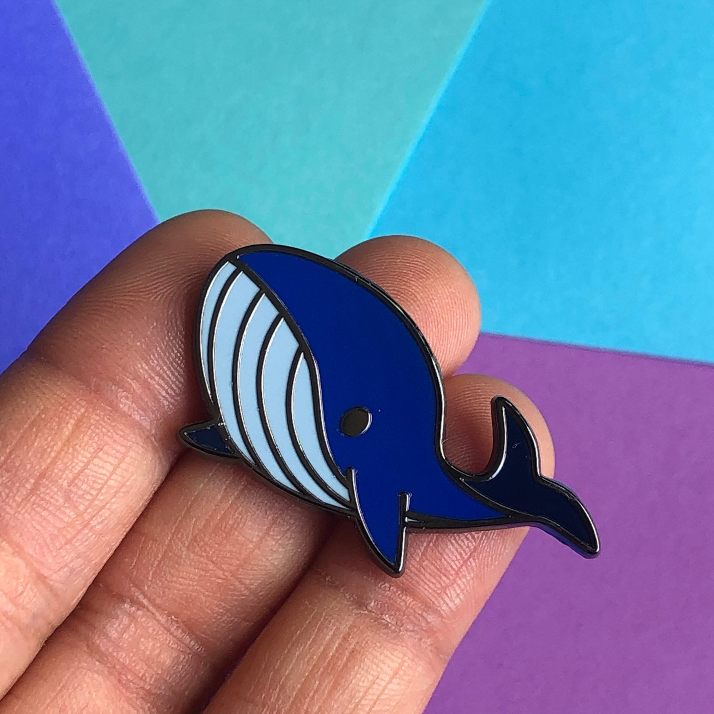 Not So Blue Whale Pin, blue whale pin, cute whale pin, cartoon whale art, whale enamel pin