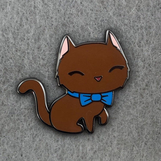 Brown Cat Enamel Pin, Cartoon Cat Pin, happy Cat Pin, Cat Art Pin, Cute Cat Gift