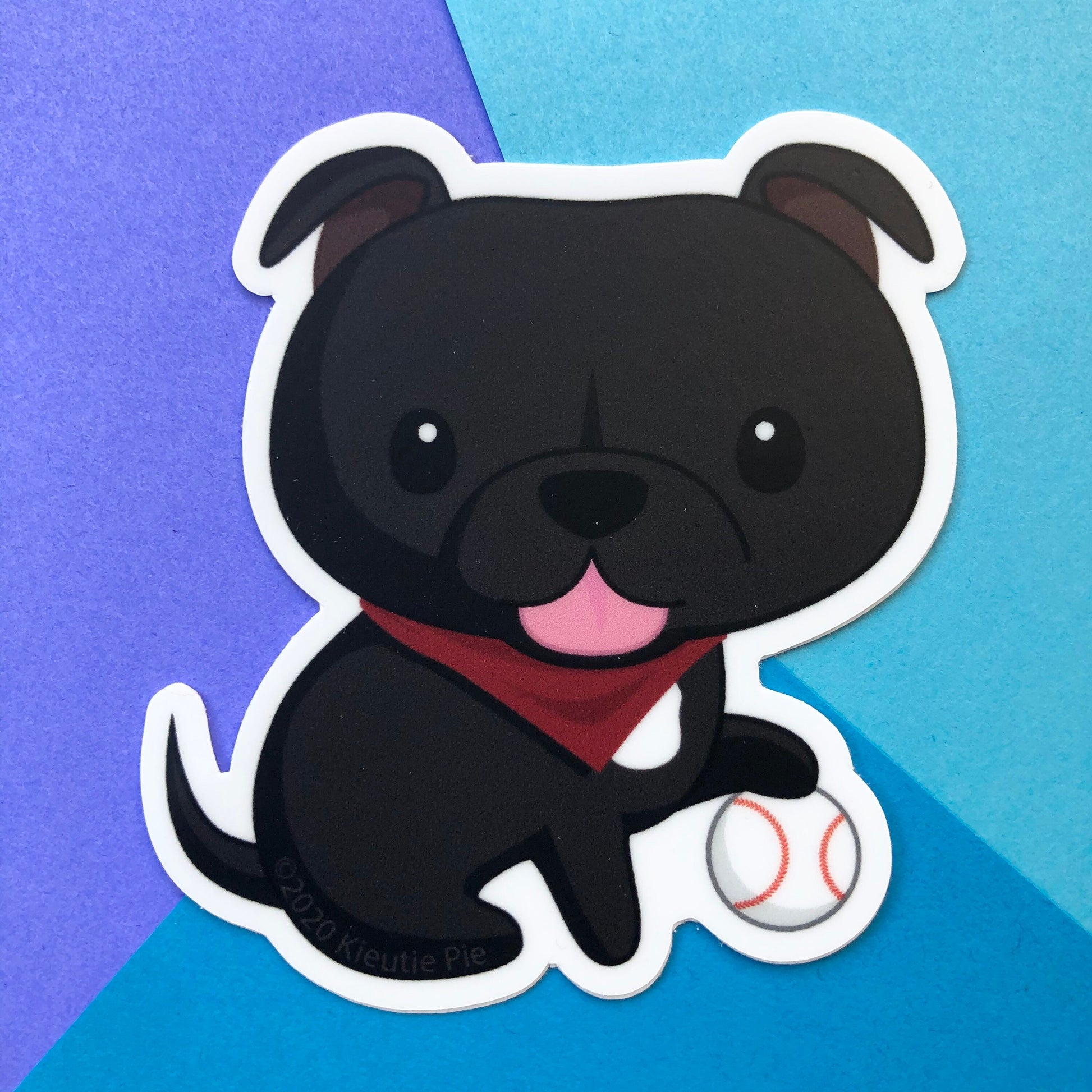 3" Vinyl Sticker - Baseball Pit Bull Puppy Durable Weatherproof Die Cut Matte Vinyl Sticker car decal, water bottle sticker, laptop sticker