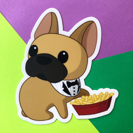 3" Vinyl Sticker - Frenchie Fries Durable Weatherproof Die Cut Matte Vinyl Sticker - car decal, water bottle sticker, laptop sticker