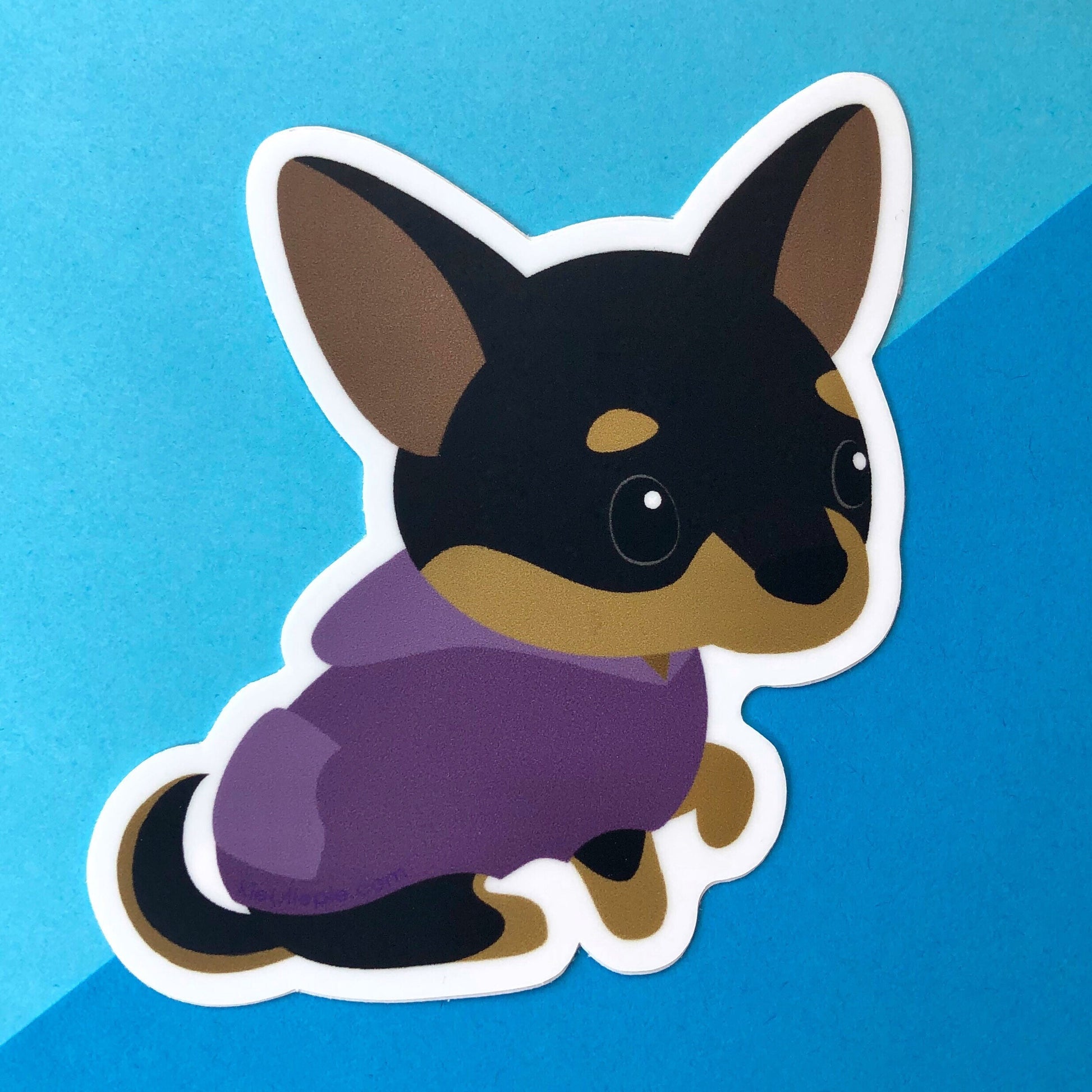 3" Vinyl Sticker - Black/Tan Puppy in Hoodie Durable Weatherproof Matte Vinyl Sticker - car decal, water bottle sticker, laptop sticker