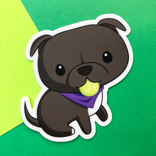 3" Vinyl Sticker - Tennis Pit Bull Puppy Durable Weatherproof Die Cut Matte Vinyl Sticker car decal, water bottle sticker, laptop sticker