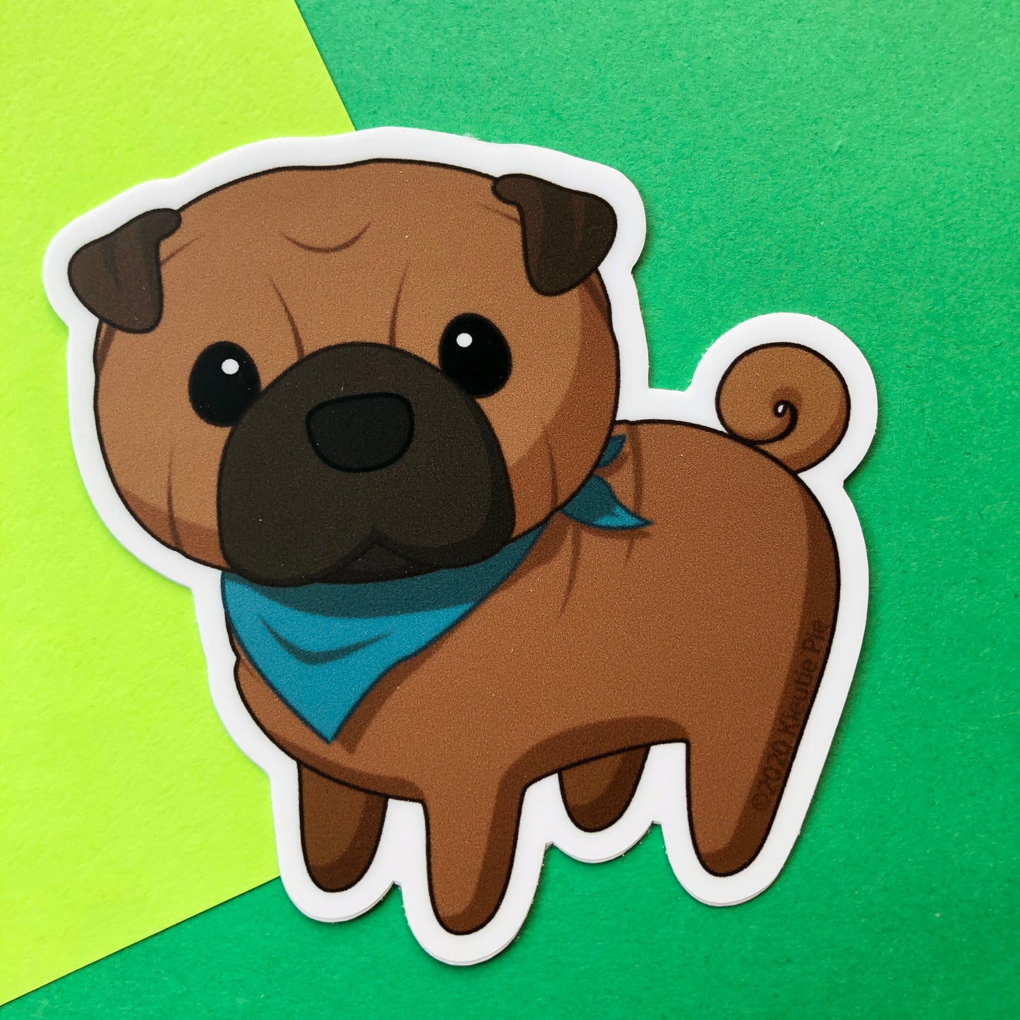 3" Vinyl Sticker - Shar Pei in bandana Durable Weatherproof Die Cut Matte Vinyl Sticker - car decal, water bottle sticker, laptop sticker