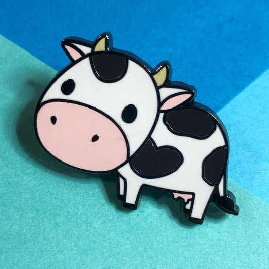 Black and White Cow Hard Enamel Pin - cow pin, cute cow pin, cow lapel pin, cartoon cow pin