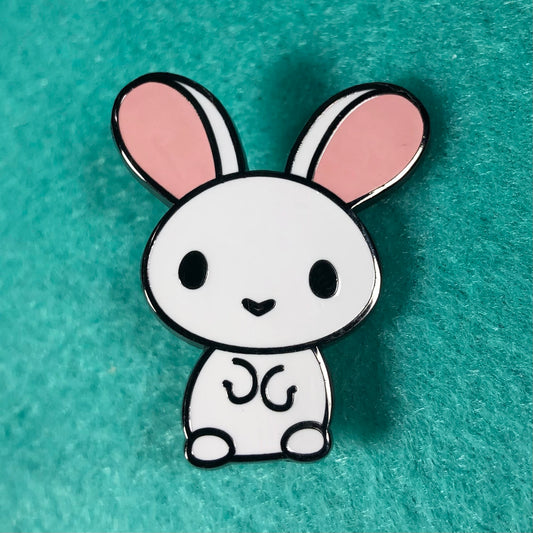 White Bunny Enamel Pin, All Ears Bunny, White Rabbit Pin, Bunny Art, Bunny cartoon, Pet Rabbit Pin, Bunny Love