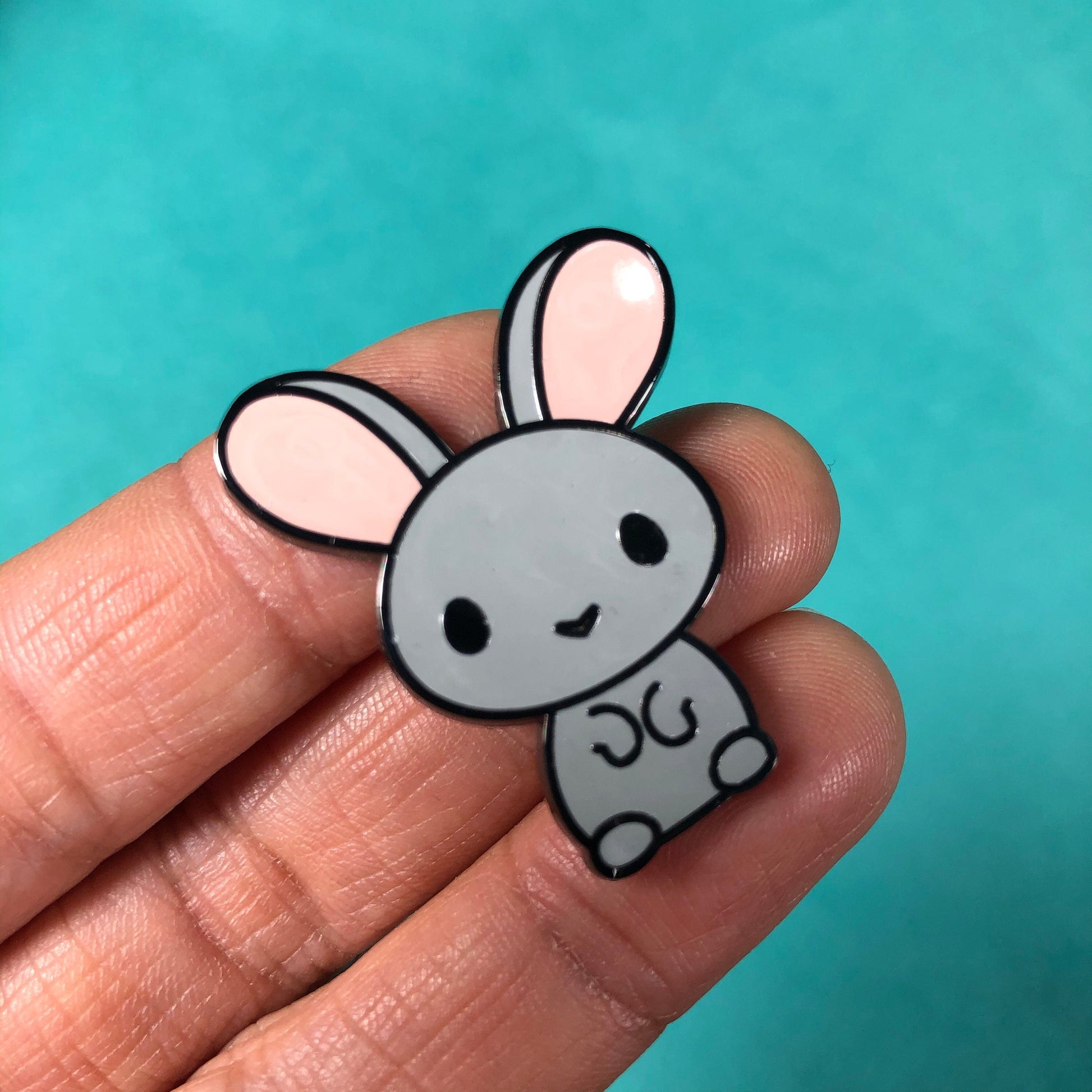 Grey Bunny Enamel Pin, All Ears Bunny, Gray Rabbit Pin, Bunny Art, Bunny cartoon, Pet Rabbit Pin, Bunny Love