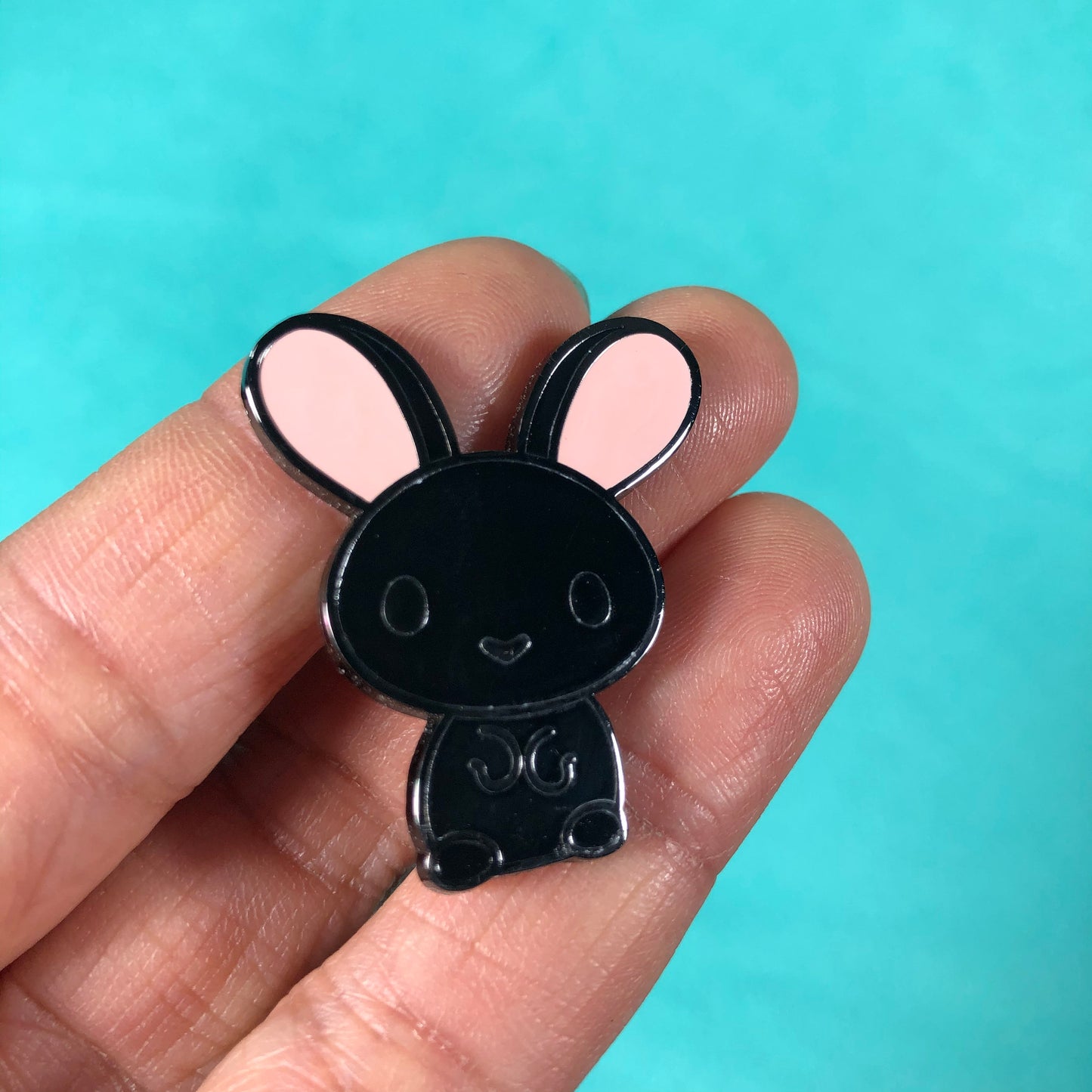 Black Bunny Enamel Pin, All Ears Bunny, Black Rabbit Pin, Bunny Art, Bunny cartoon, Pet Rabbit Pin, Bunny Love