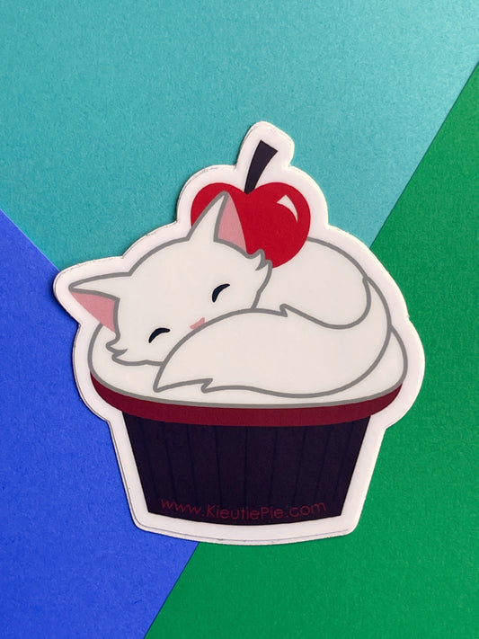 3" Vinyl Sticker - Cupcake Cat Weatherproof Die Cut Matte Vinyl Sticker - car decal, water bottle sticker, laptop sticker