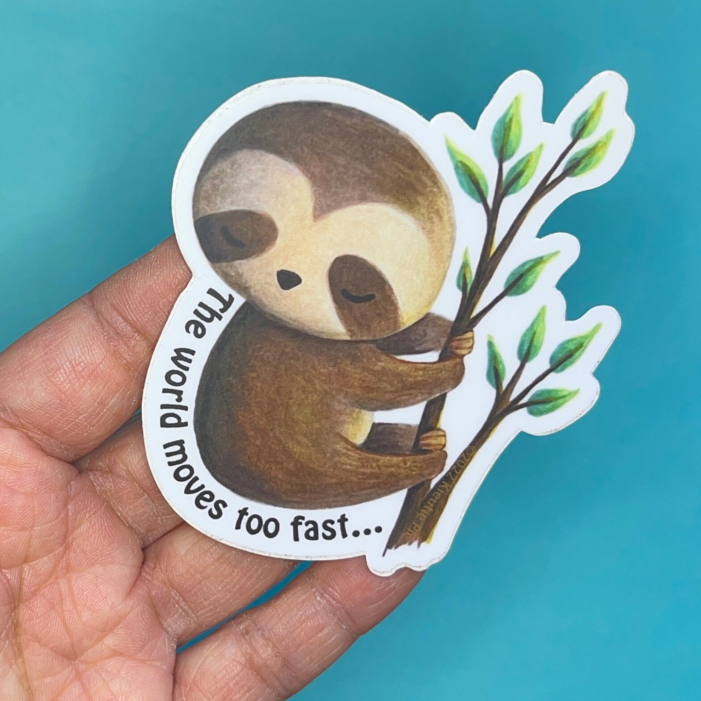Sleepy Sloth - Durable Weatherproof Die Cut Matte Vinyl Sticker - car, water bottle, laptop