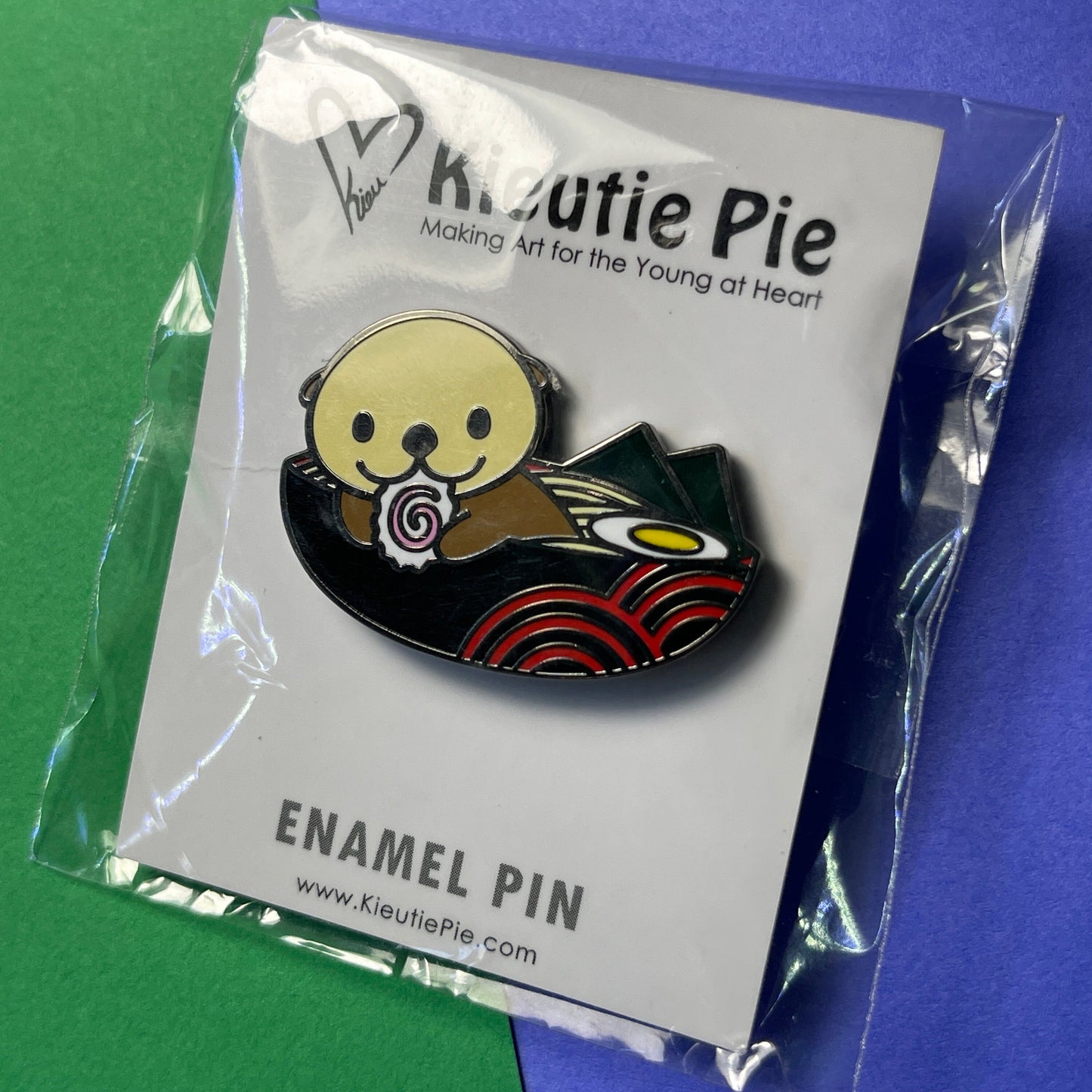 Ramen Otter Pin - Black / Red, Otter Hard Enamel Pin, Sea Otter Pin, Ramen Noodle Soup Pin