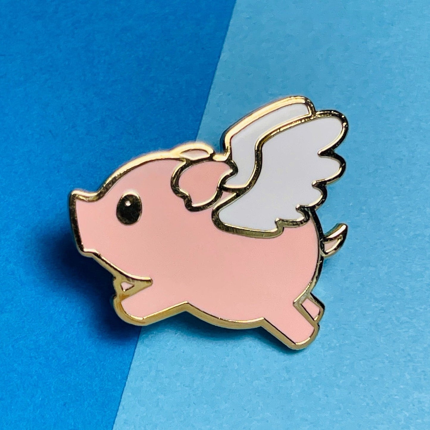 When Pigs Fly - Gold Pigasus - pig pin, flying pig pin, pig hard enamel pin, 1"