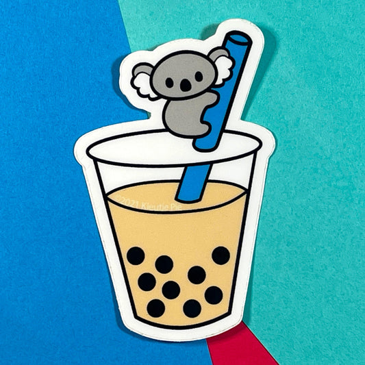 Koala-tea Boba - Milk Tea - Durable Weatherproof Die Cut Matte Vinyl Sticker - car decal, water bottle sticker, laptop sticker