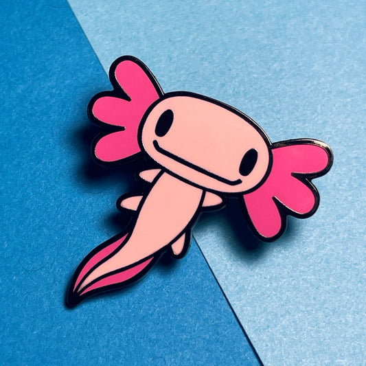 Axolotl Hard Enamel Pin - Pink, cute axolotl, animal enamel pin, axolotl cartoon, lapel pin