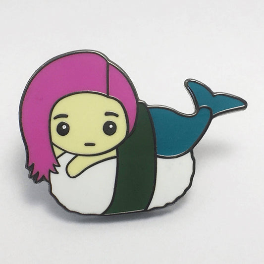 Mermaid Sushi - Pink - Cloisonné Hard Enamel Pin 1"