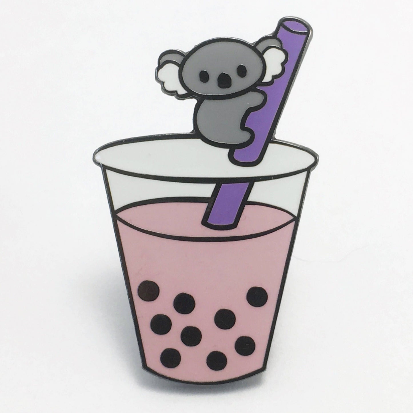 Koala-tea Boba - Strawberry - Cloisonné Hard Enamel Pin 1.25", boba pin, tea pin, koala pin