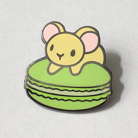 Mousecaron (Pistachio) Hard Enamel Pin, blonde mouse pin, green macaron pin