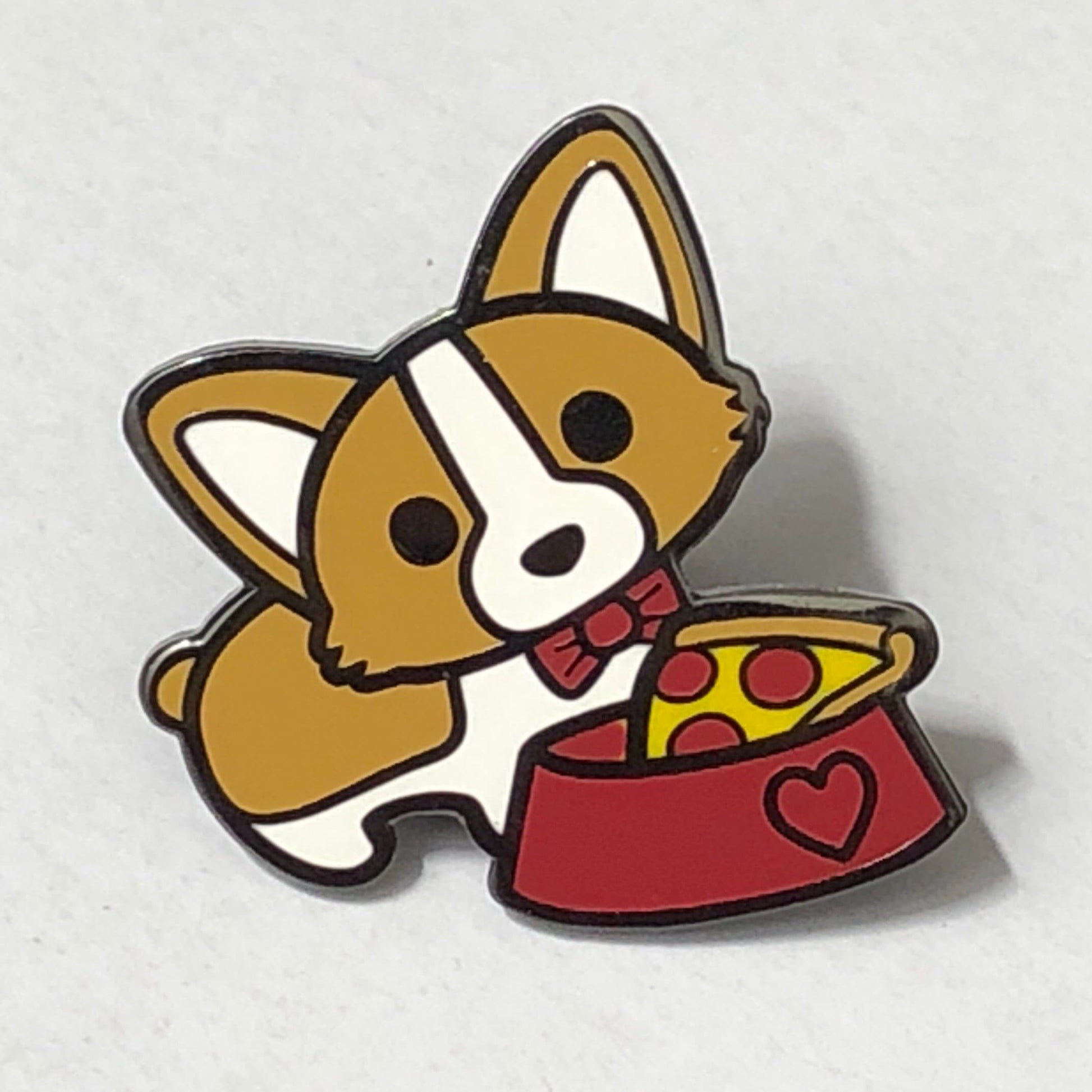 Pupperoni Pizza - Red Corgi - Hard Enamel Pin 1"