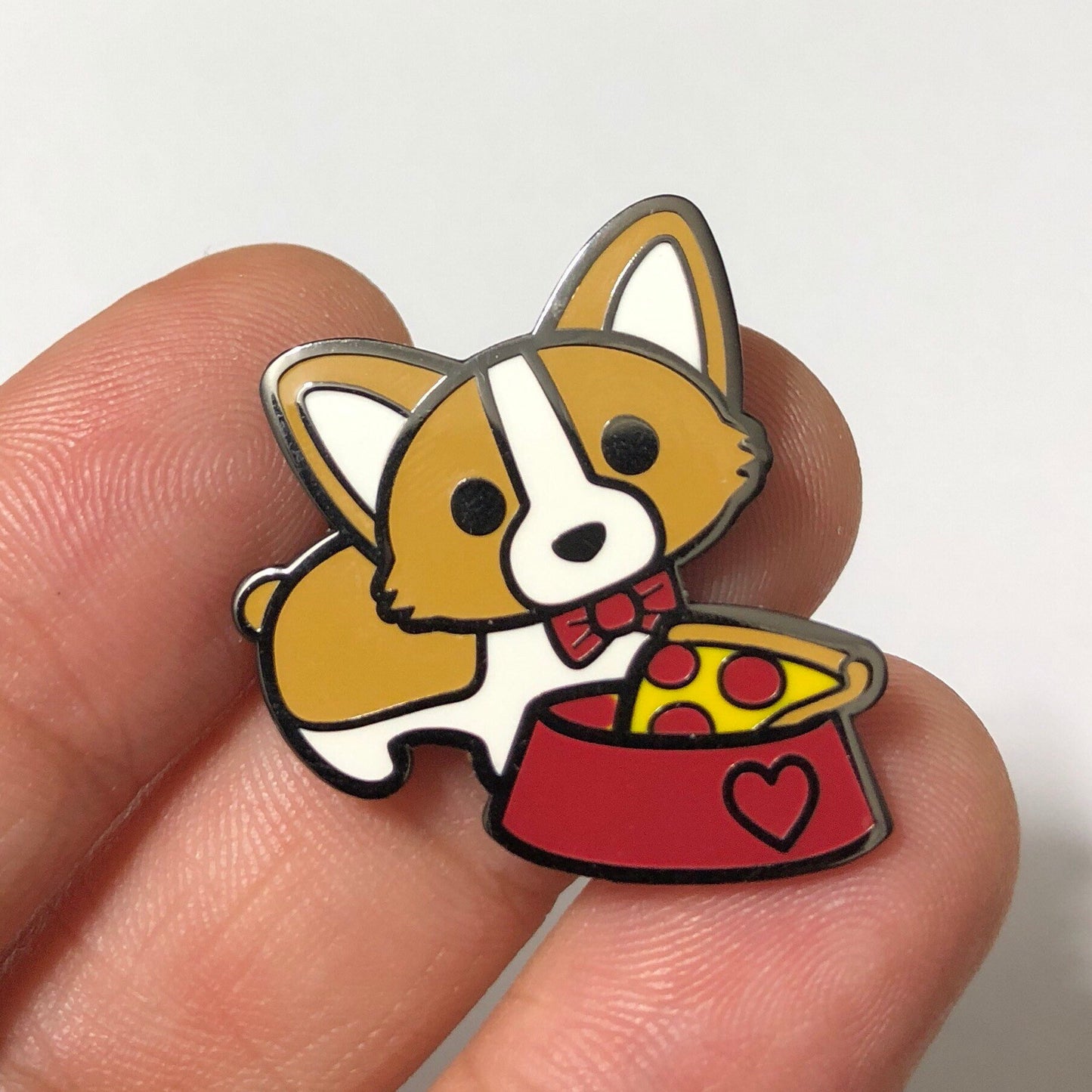 Pupperoni Pizza - Red Corgi - Hard Enamel Pin 1"